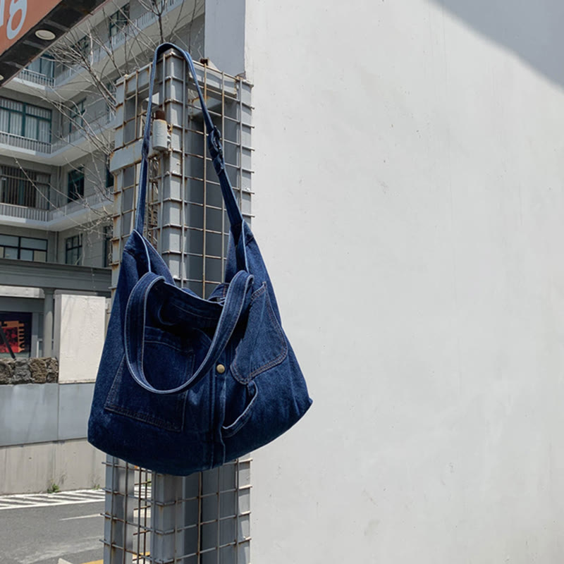 Denim Tote Bag For Women Large Capacity Crossbody Bag - image 8