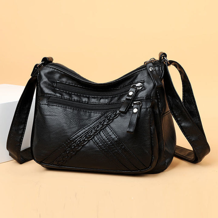 Minimalist Tote Soft Leather Wide Shoulder Strap Crossbody Purse