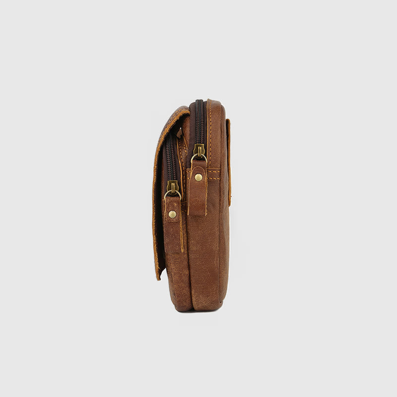 Waist Bag For Men Daily Outdoor Retro Real Leather Belt Loop Pouch