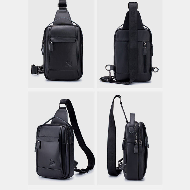 Waterproof Real Leather Retro Sling Bag