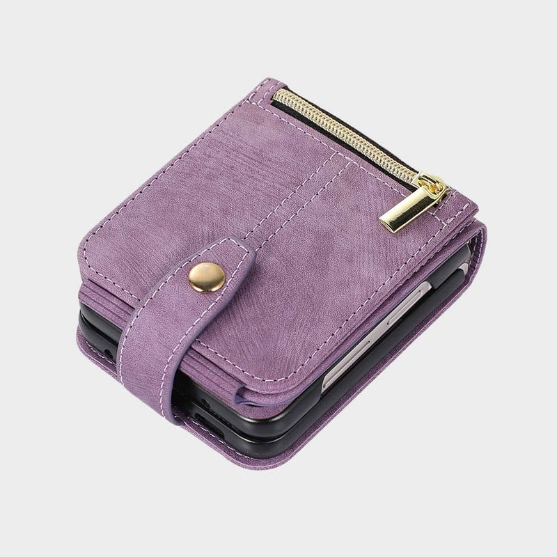 Phone Case For Samsung Z Flip 4 Card Zipper Protective Flip Cover