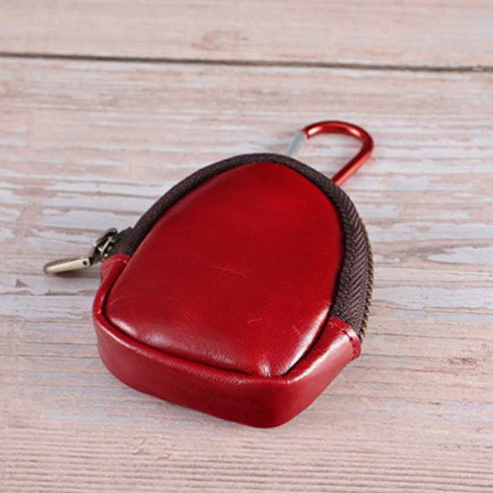 Mini Leather Zipper Coin Purse Cowhide Leather Cute Purses Wallet