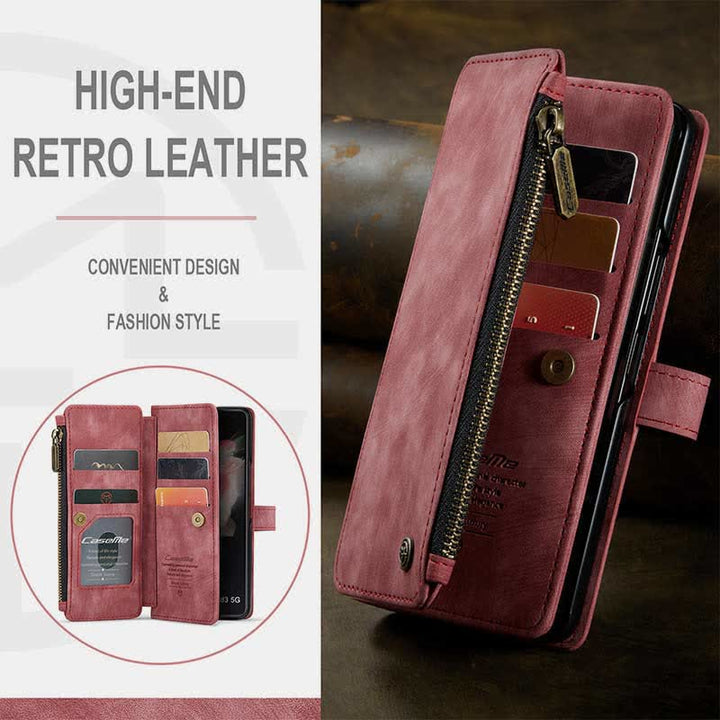 Galaxy Z Fold 3 4 5 Wallet Case with Card Holder Magnetic Kickstand for Women Men