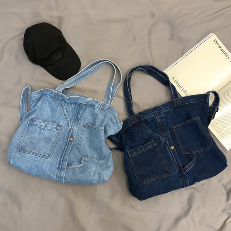 Denim Tote Bag For Women Large Capacity Crossbody Bag - image 9
