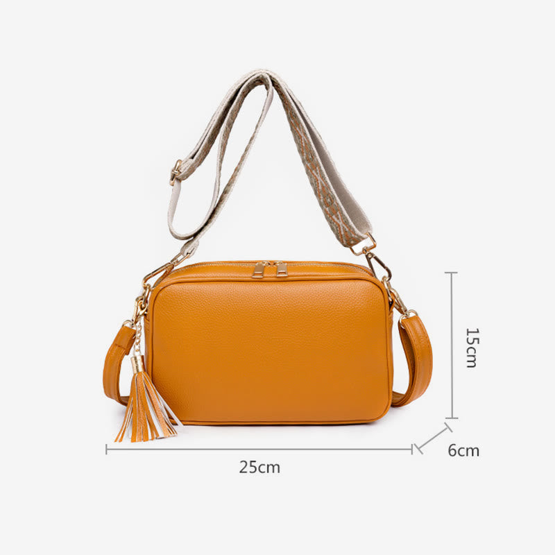 Crossbody Bag For Women Tassel Solid Color Casual Leather Bag