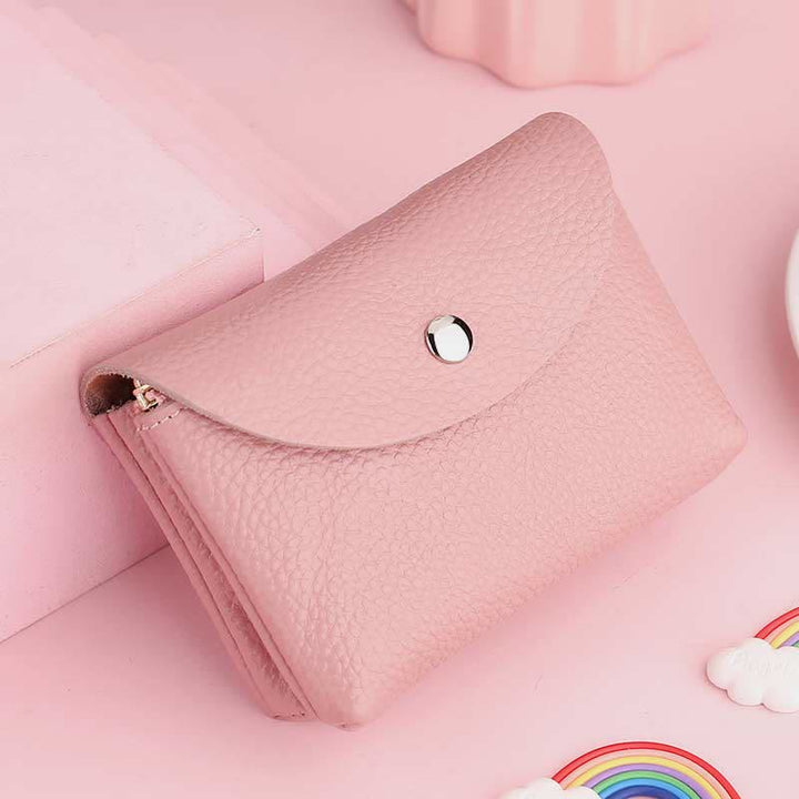 Genuine Leather Coin Purse Mini Wallet Card Holder with Zipper Pocket