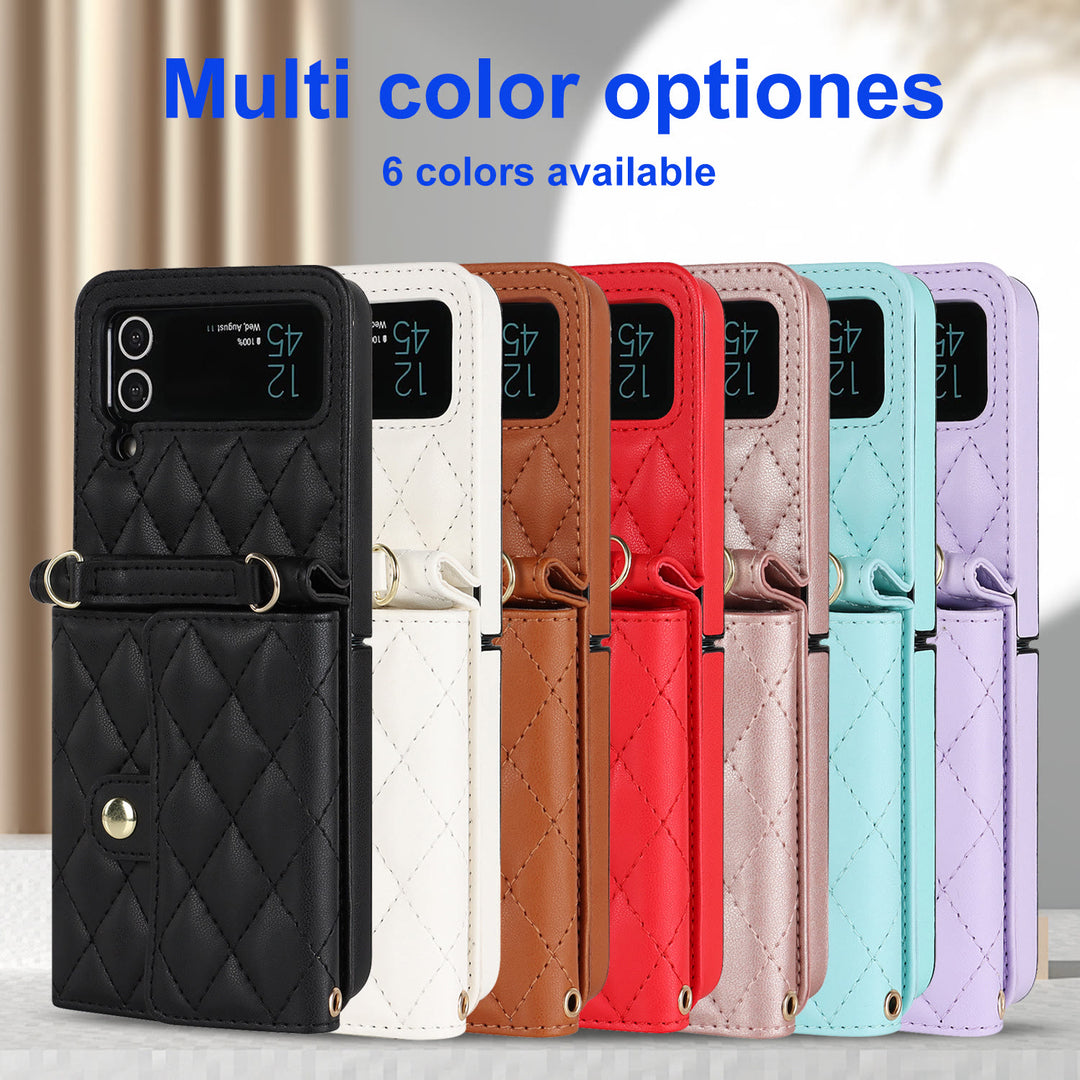 Phone Case For Daily Use Folded Diamond Pattern Crossbody Case