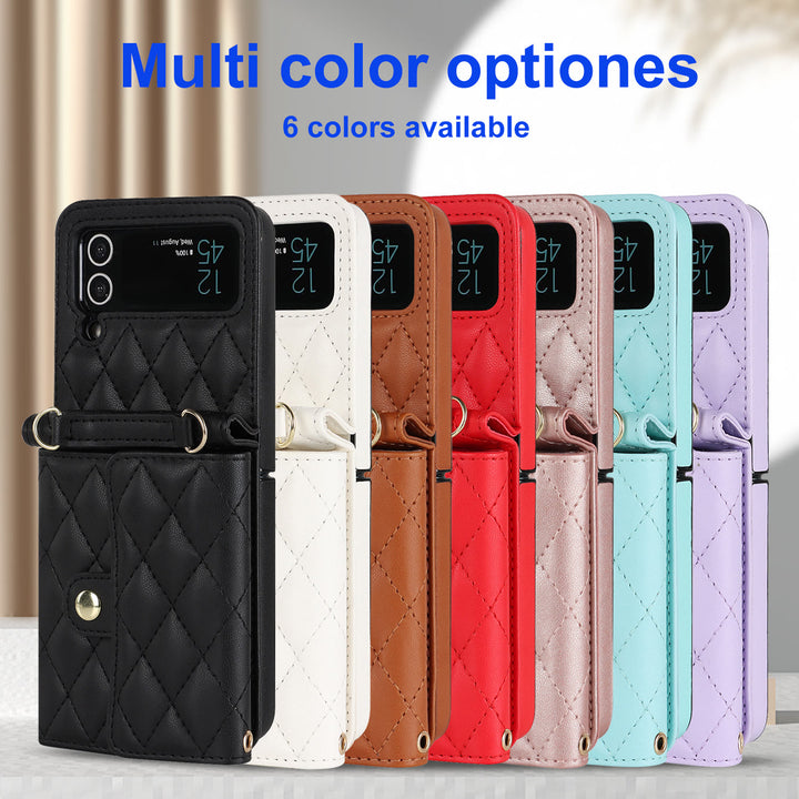 Phone Case For Daily Use Folded Diamond Pattern Crossbody Case