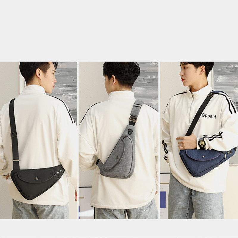 Waterproof Lightweight Multifunctional Anti-theft Casual Sling Bag With Headphone Jack