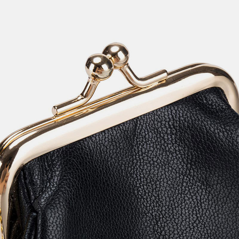 Mini Leather Coin Purse Vintage Pouch Kiss-Lock Change Purse Wallets