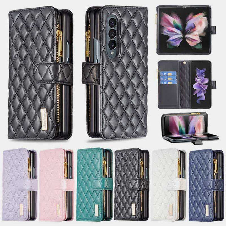 Unisex Luxury Leather Wallet Case Fits for Samsung Galaxy Z Fold 3 4 5