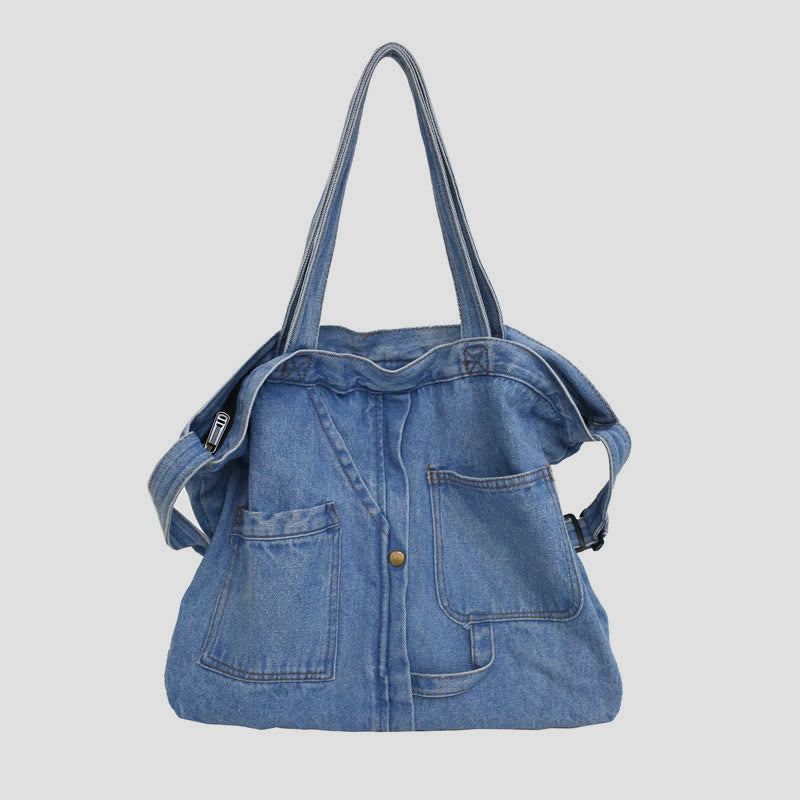 Denim Tote Bag For Women Large Capacity Crossbody Bag - SkyBlue - image 0