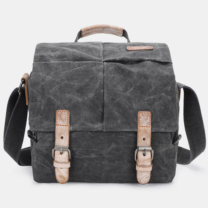 Retro Waxed Canvas Camera Bag DSLR SLR Padded Crossbody Shoulder Bag