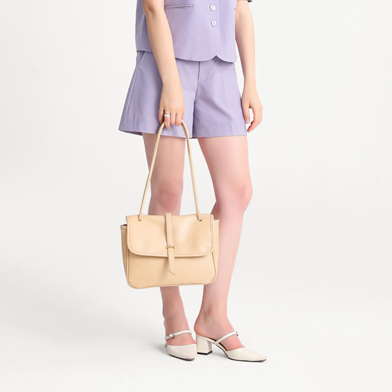 Shoulder Bag For Women Thicken Handle Straps Soft Leather Bag
