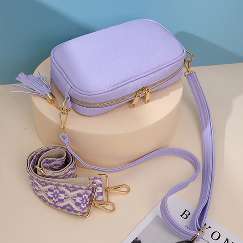 Crossbody Bag For Women Tassel Solid Color Casual Leather Bag