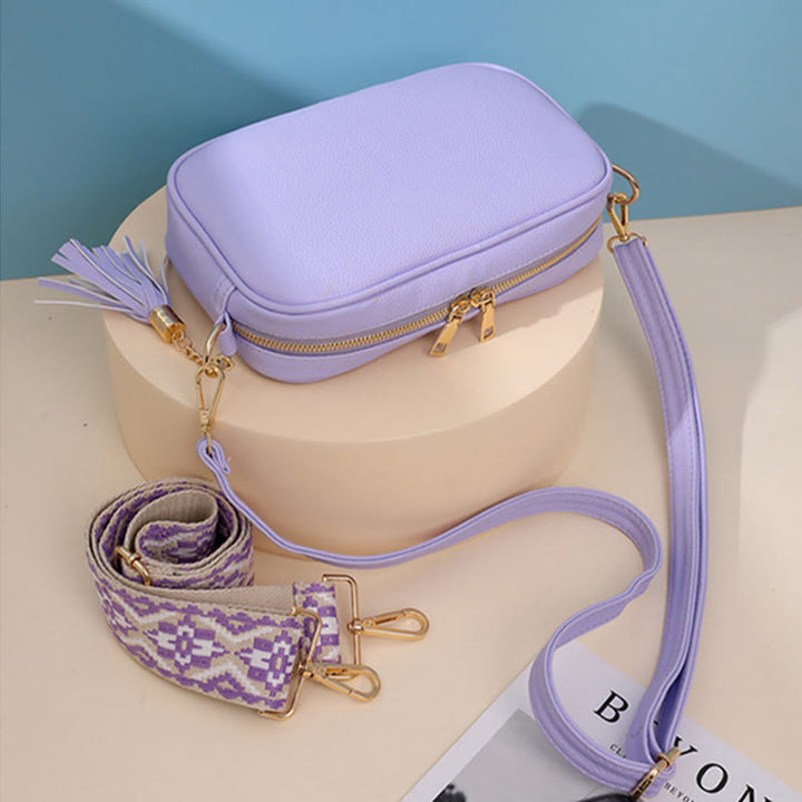 Crossbody Bag For Women Tassel Solid Color Casual Leather Bag
