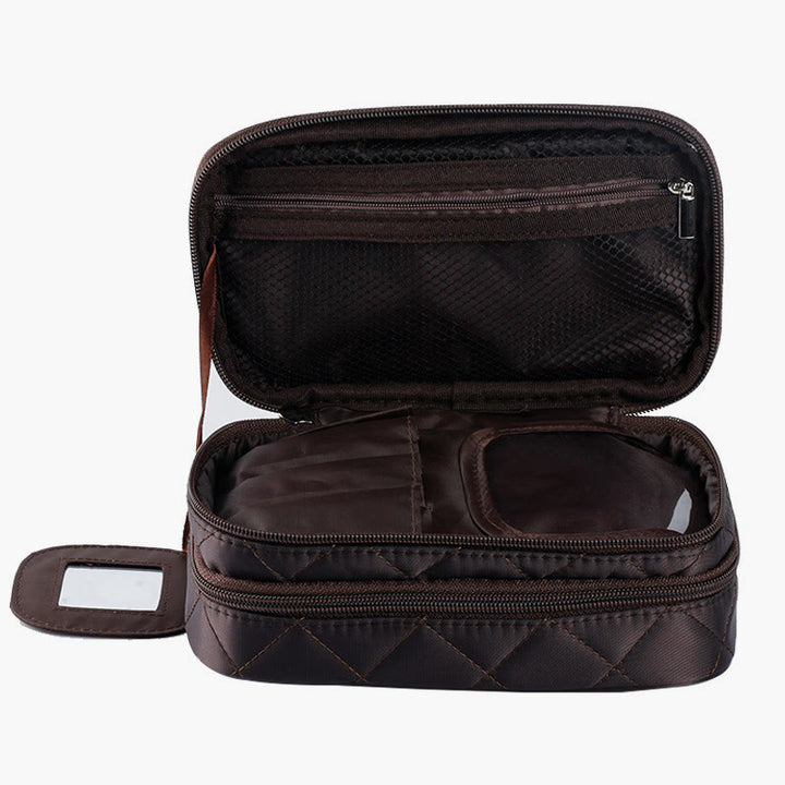 Waterproof Double Compartment Makeup Bag Nylon Portable Storage Bag