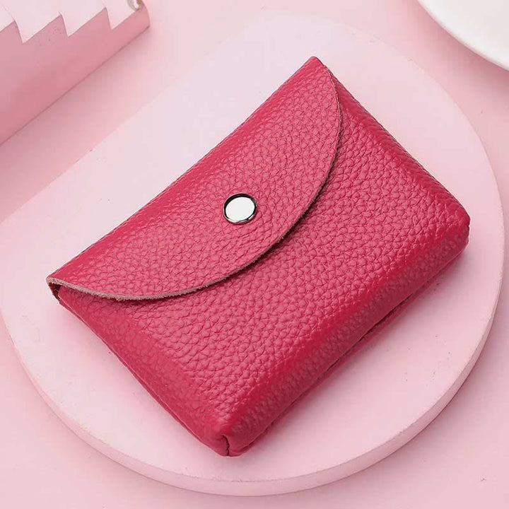 Genuine Leather Coin Purse Mini Wallet Card Holder with Zipper Pocket