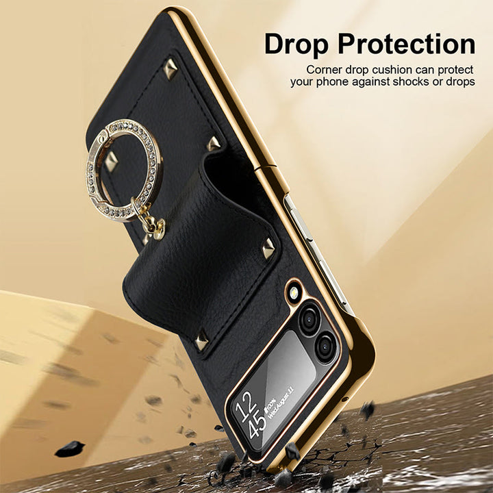 Phone Case For Z Flip4 Business Style Folding Ring Case