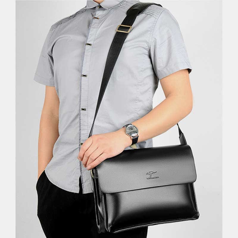 Men's Leather Crossbody Bag Messenger Bag Travel Work Business Satchel