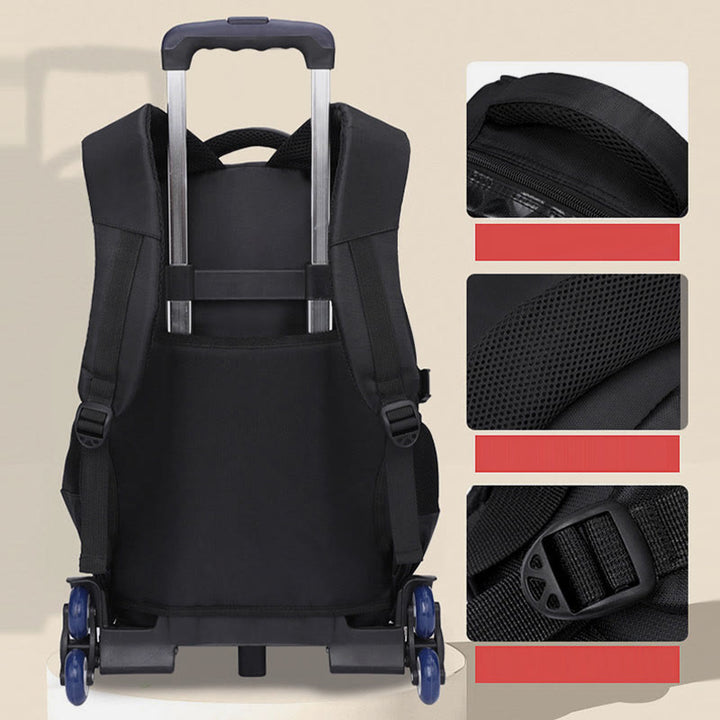 Rolling Wheels Backpack Multifunctional Travel Bookbag For Teens Students