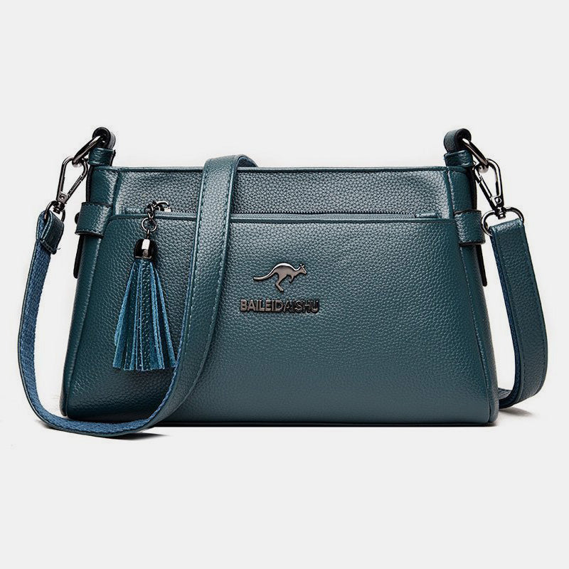 Genuine Leather Crossbody Purse for Women Small Tassel Crossover Shoulder Bag - SteelBlue - image 23