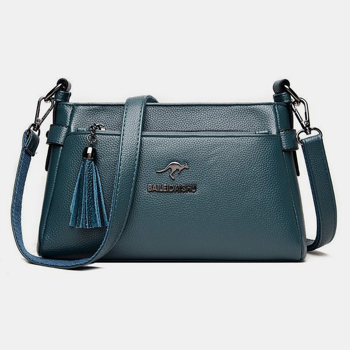 Genuine Leather Crossbody Purse for Women Small Tassel Crossover Shoulder Bag - SteelBlue - image 23