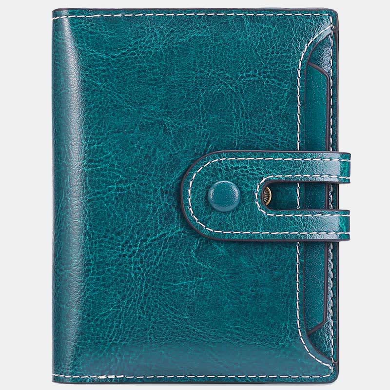 Women's Genuine Leather Bifold RFID Blocking Compact Wallet - Teal - image 13