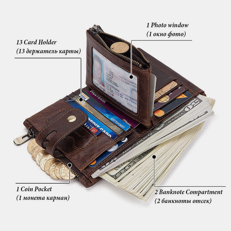 RFID Multifunctional Large Capacity Genuine Leather Wallet  - image 2