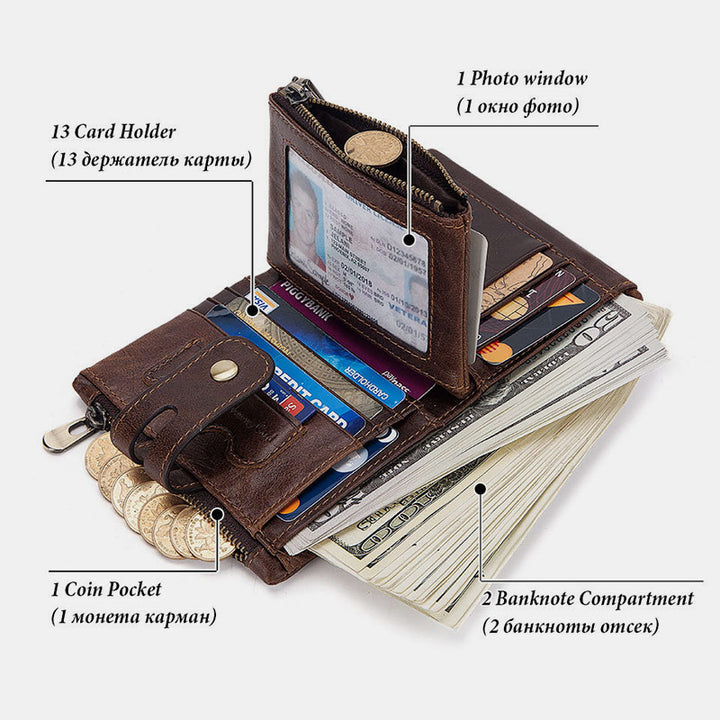 RFID Multifunctional Large Capacity Genuine Leather Wallet  - image 2