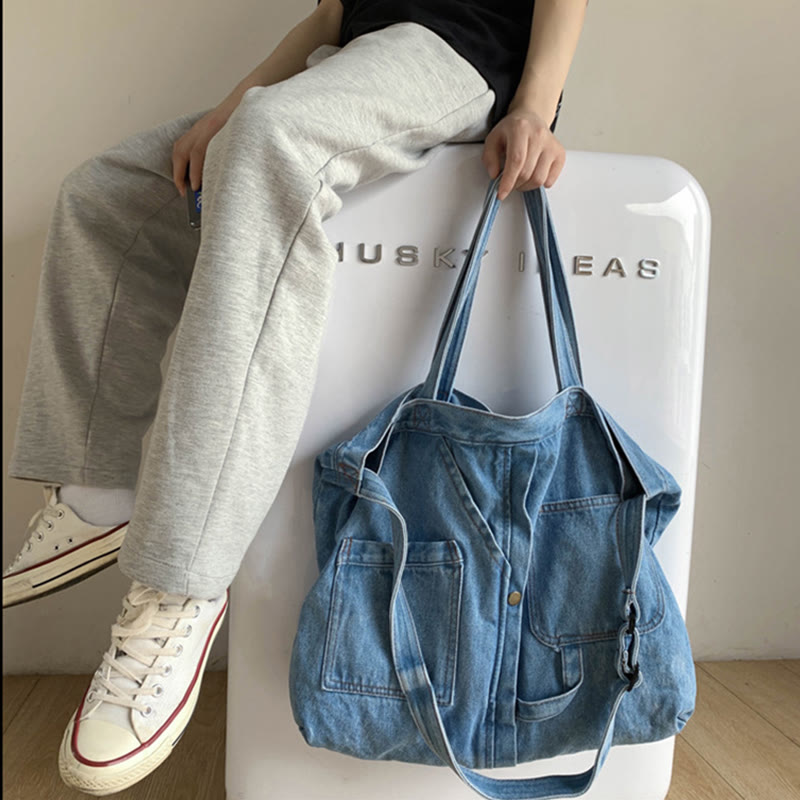 Denim Tote Bag For Women Large Capacity Crossbody Bag - image 7