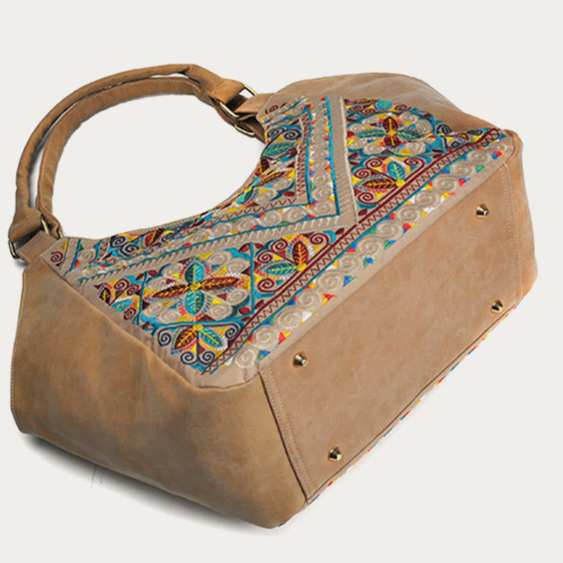 Tote For Women Travel Ethnic Style Pattern Leather Shoulder Bag