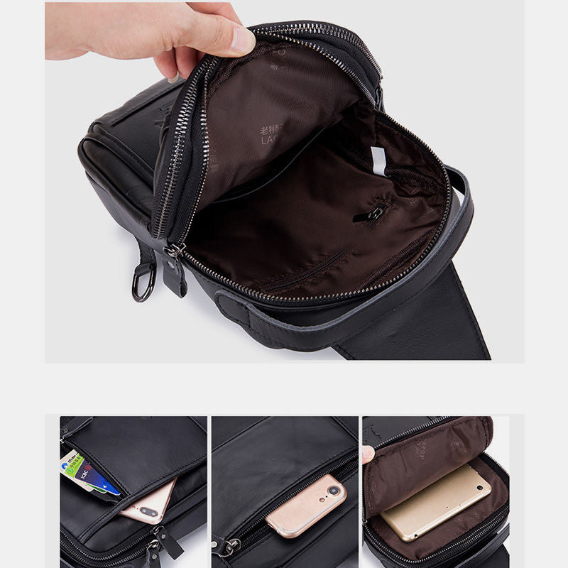 Waterproof Real Leather Retro Sling Bag