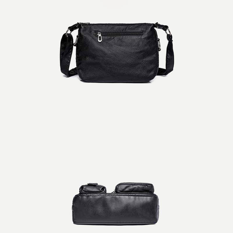 Women Soft Leather Crossbody Purse Double Compartment Roomy Handbag Shoulder Bag