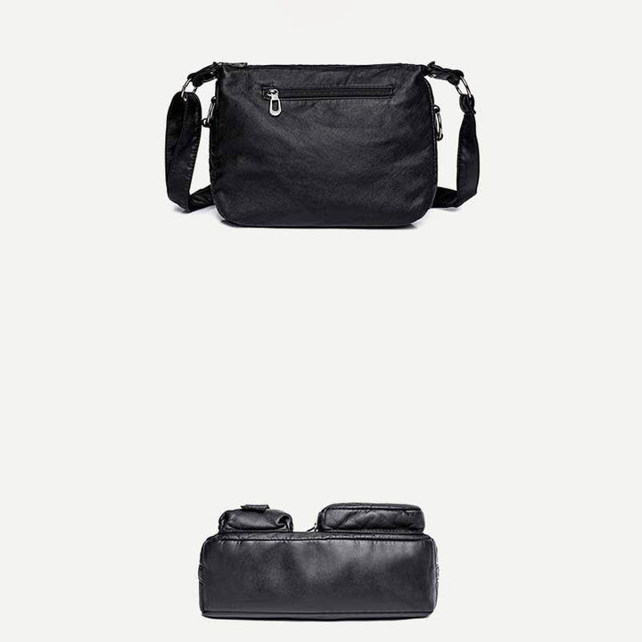 Women Soft Leather Crossbody Purse Double Compartment Roomy Handbag Shoulder Bag