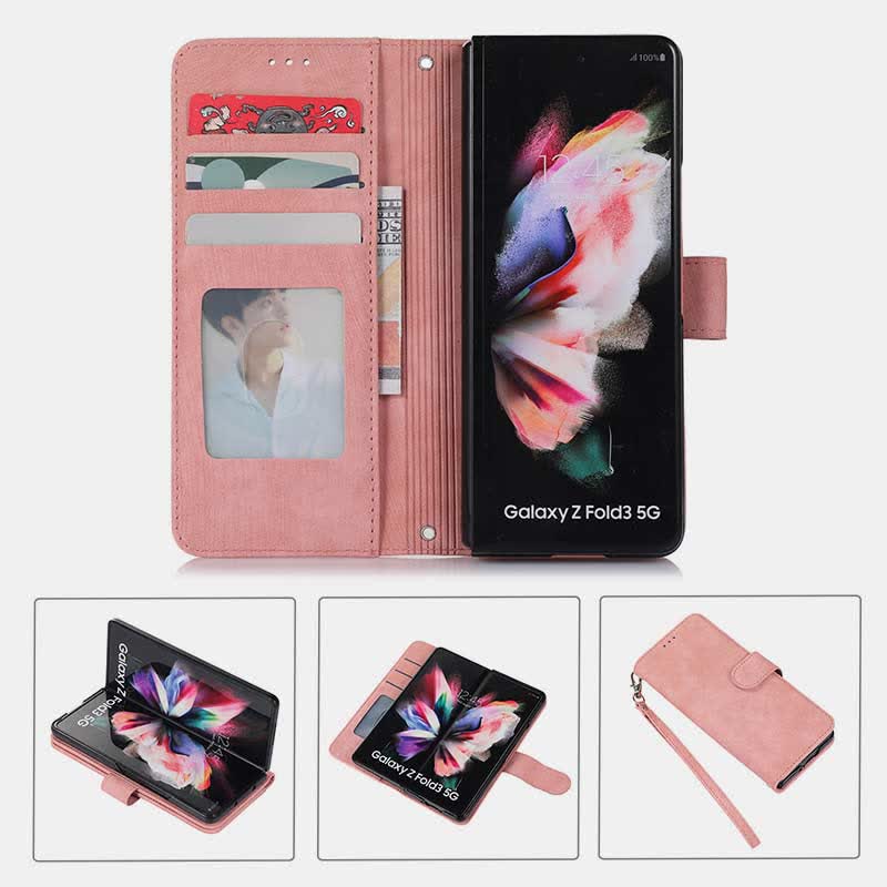 Wallet Case for Galaxy Z Fold 5/4/3 with S Pen Holder Crossbody Strap