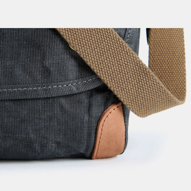 Large Capacity Retro Oil-Wax Canvas Crossbody Bag Messenger Bag - image 15