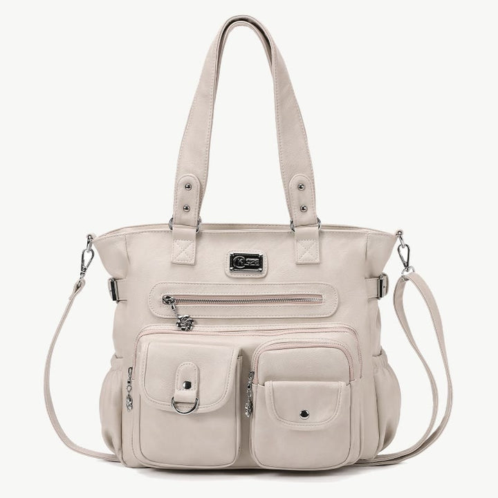 Women Large Underarm Tote Multiple Pockets Two Use Crossbody Bag - SeaShell - image 16