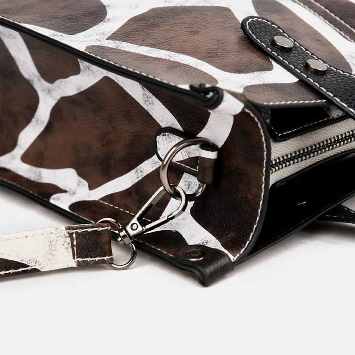 Leopard Print Tote Bag Set For Women Leather Handbag