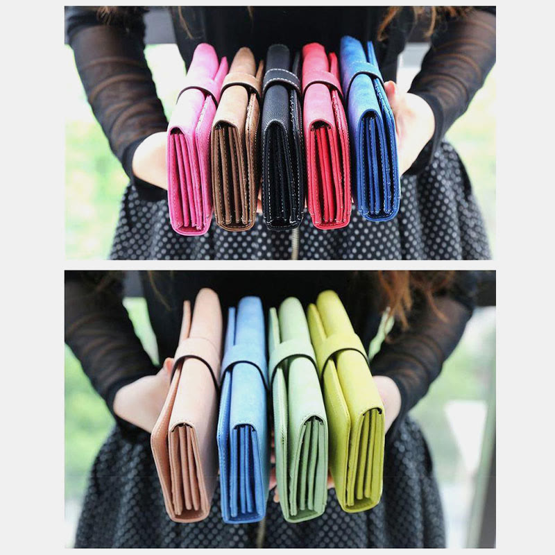 Long Wallet For Women Solid Color Multiple Slot Daily Purse - image 3