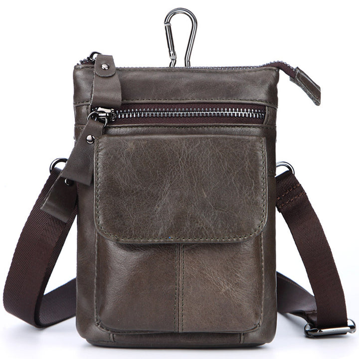 Men's Outdoor Leather Multi-function Waist Bag