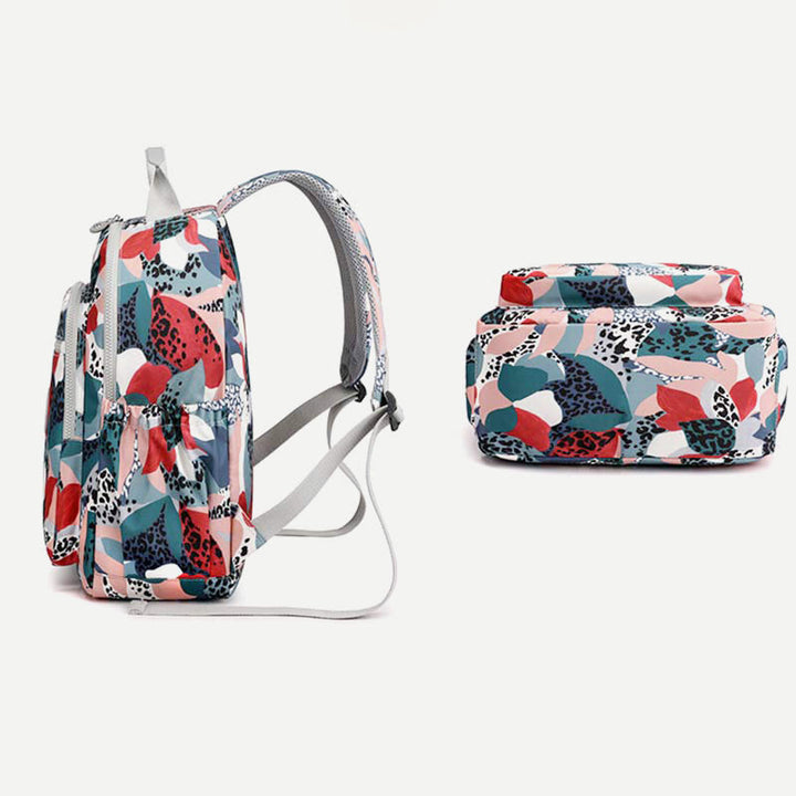 Backpack for Women Waterproof Multi-Compartment Printing Casual Nylon Lightweight Schoolbag