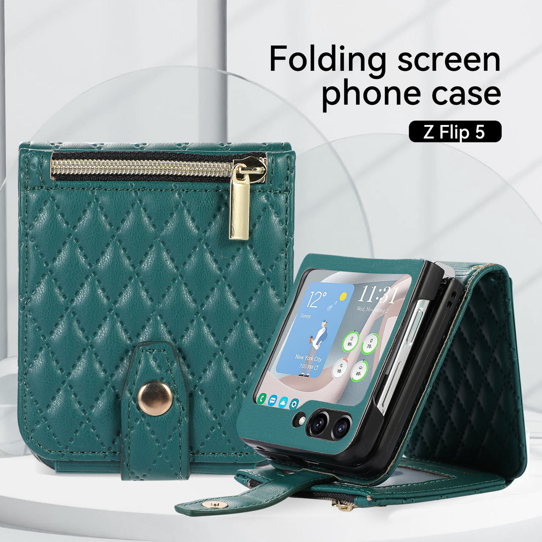 Phone Case For Daily  Z Flip5 Folded Quilted Pattern Case