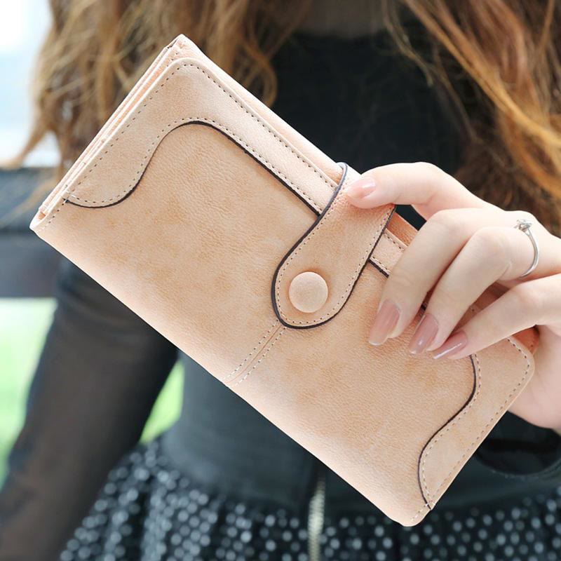 Long Wallet For Women Solid Color Multiple Slot Daily Purse - Moccasin - image 17