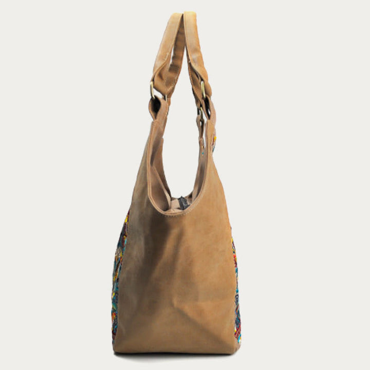 Tote For Women Travel Ethnic Style Pattern Leather Shoulder Bag