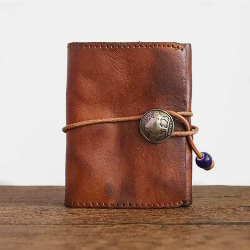 Retro Handmade Genuine Leather Card Holder Wallet for Men Women - image 12
