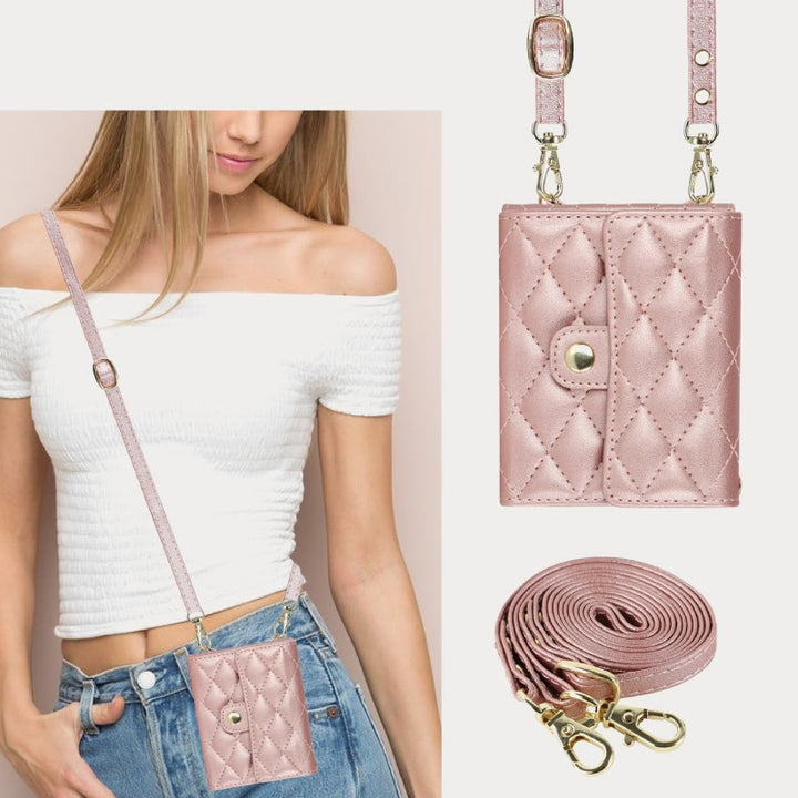 Phone Case For Daily Use Folded Diamond Pattern Crossbody Case