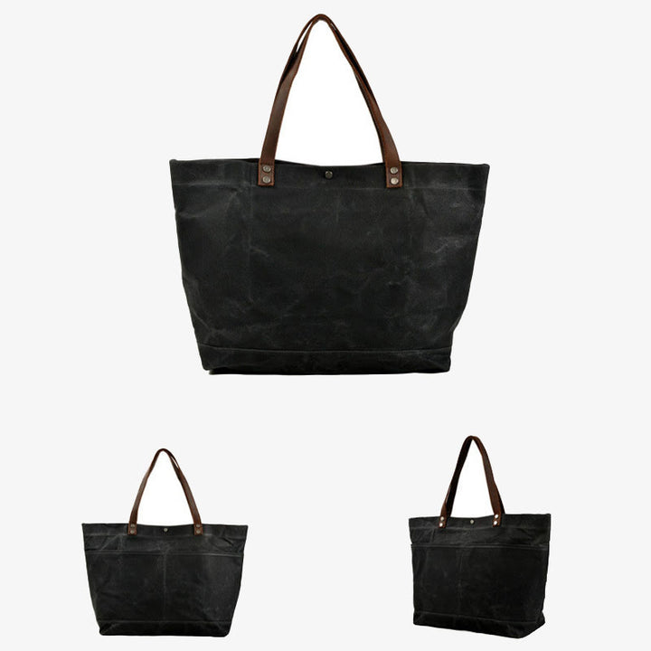 Wax Canvas Tote Bag Concise Handbag Shopping Purse For Women