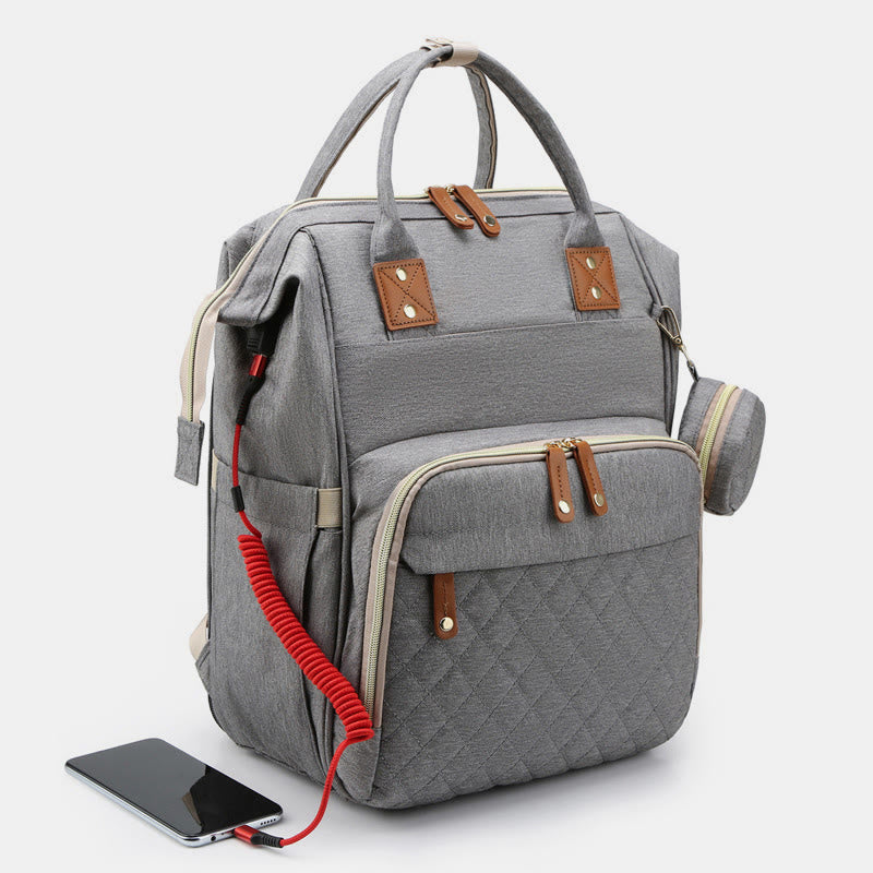 Multi Functional Mommy Bag With Crib Simple Waterproof Oxford Backpack