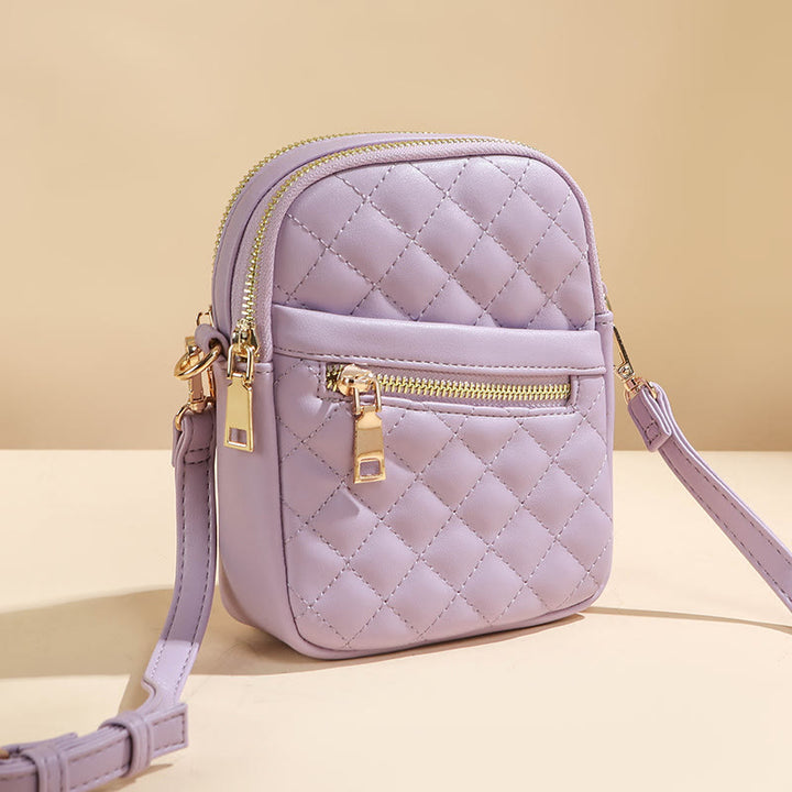 Phone Bag For Women Diamond Check Solid Color Mini Bag